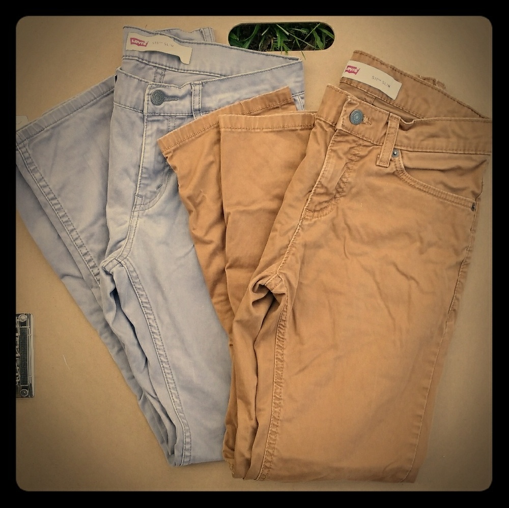 Levi's 511 Slim Fit Boys Sz 14 Pants Gray Camel